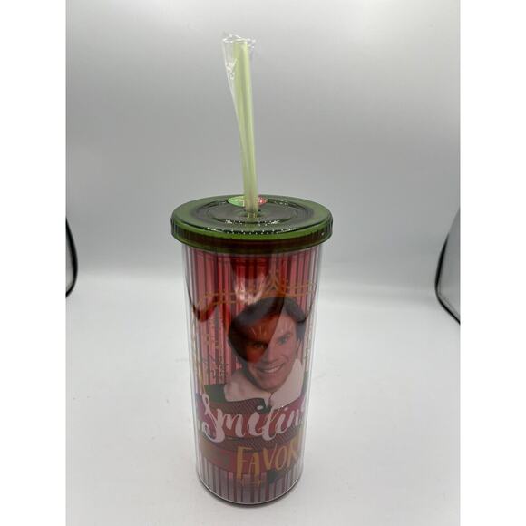 Elf Travel Cup Christmas Tumbler Smiling Is My Favorite Red Green 20 oz - Picture 1 of 3